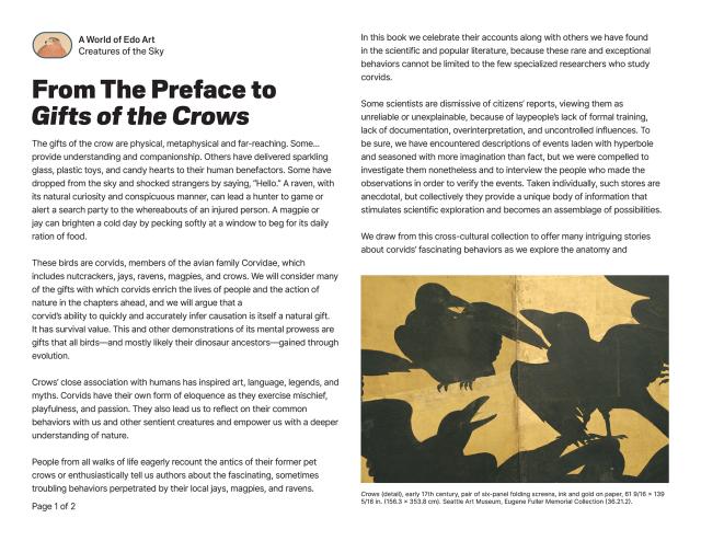 Thumbnail of From the Preface to <em>Gifts of the Crows</em>, PDF