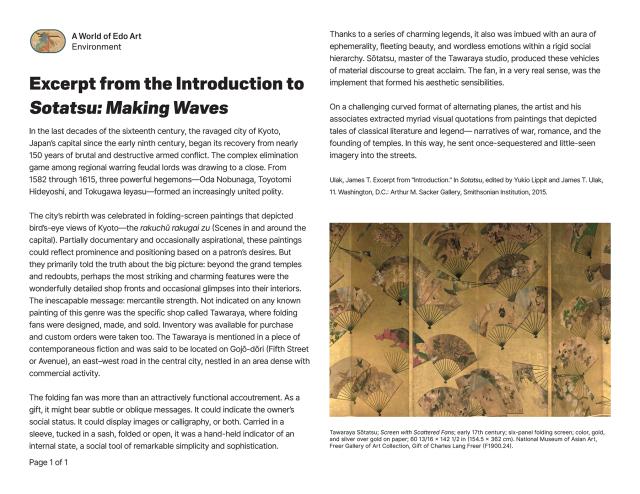 Thumbnail of Excerpt from the Introduction to <em>Sotatsu: Making Waves</em>, PDF