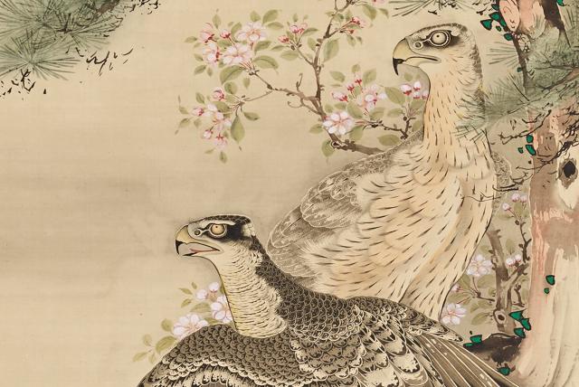 Image of 松海棠に鷹図 by Soga Shōhaku
