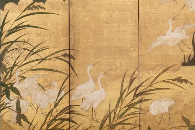 Image of 葦に白鷺図屏風 by Unkoku School