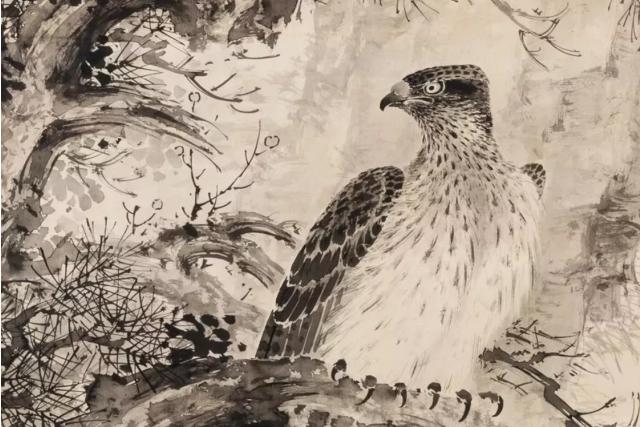 Image of 松鷹図 by Yamamoto Baiitsu