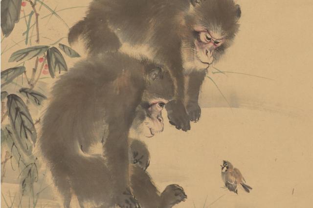Image of 猿に雀図 by Mori Sosen