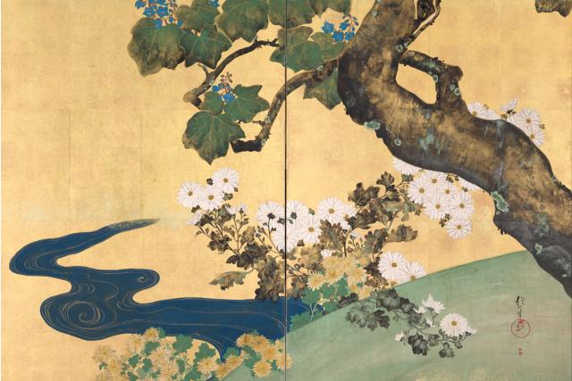 Image of 桐菊流水図屏風 by Sakai Hōitsu