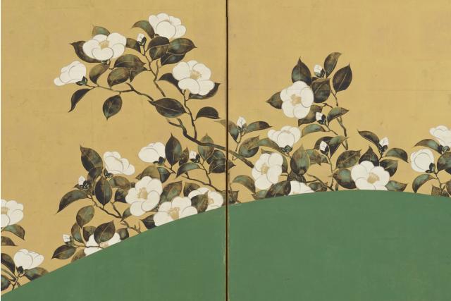 Image of 椿図屏風 by Suzuki Kiitsu