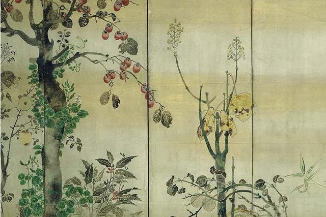 Image of 春秋花木図屏風 by Watanabe Shikō
