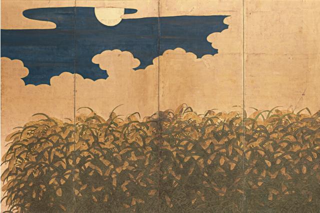 Image of 日月粟穂図屏風 by Unsigned