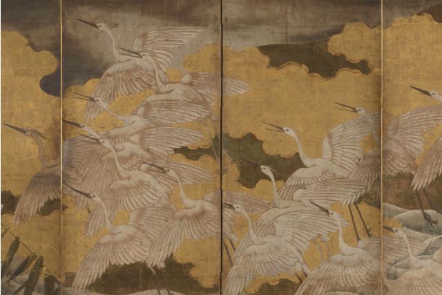 Image of 波濤群鷺図 by Unsigned